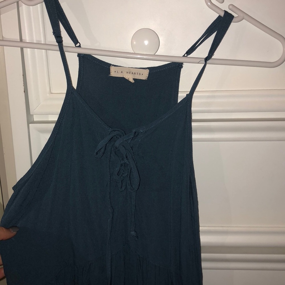 PACSUN LA hearts blue lace up tank top